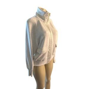 Women M Varley Roxbury Zip Through DoubleSoft Cream Jacket Coat Sweatshirt